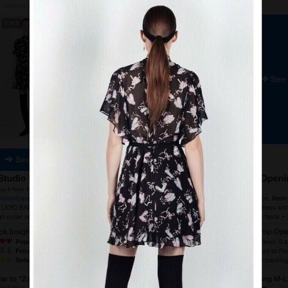 ✨ZARA STUDIO BALLET PRINT RUFFLE SZ XS/S DRESS✨ - Picture 3 of 11